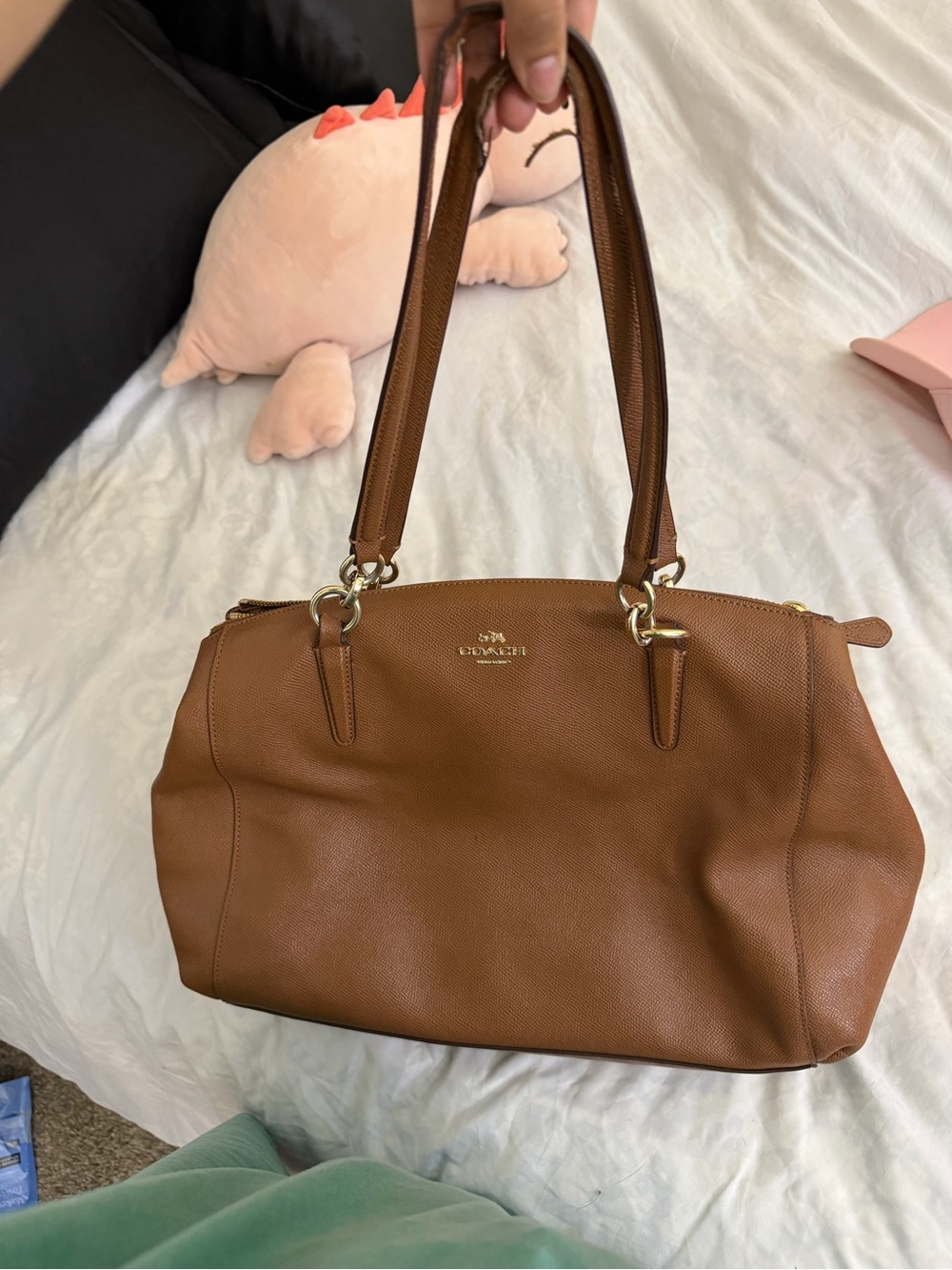 Coach Tan Pebbled Leather Shoulder Bag